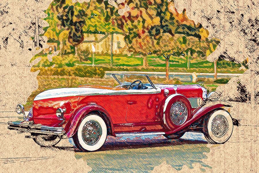 Vehicles Duesenberg Model J 1929 Convertible Vintage Luxury Drawing by ...