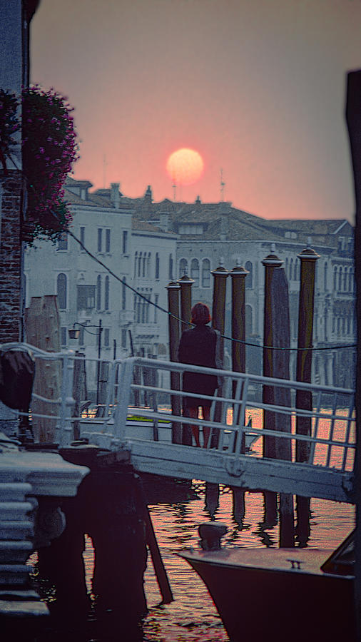 Venetian Mirror With Beach Sunset Details