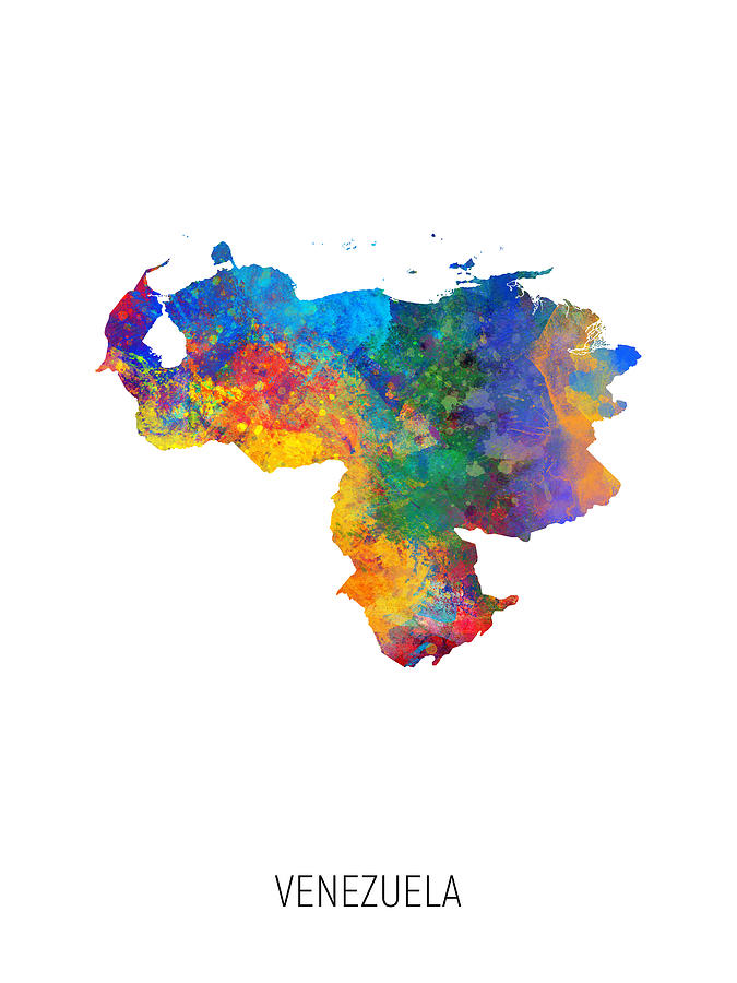 Venezuela Watercolor Map #1 Digital Art by Michael Tompsett