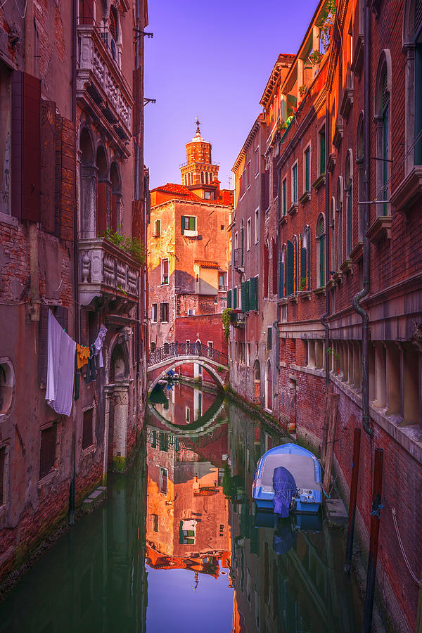 Venice cityscape, buildings, water canal and bridge. Italy #1 Photograph by Stefano Orazzini