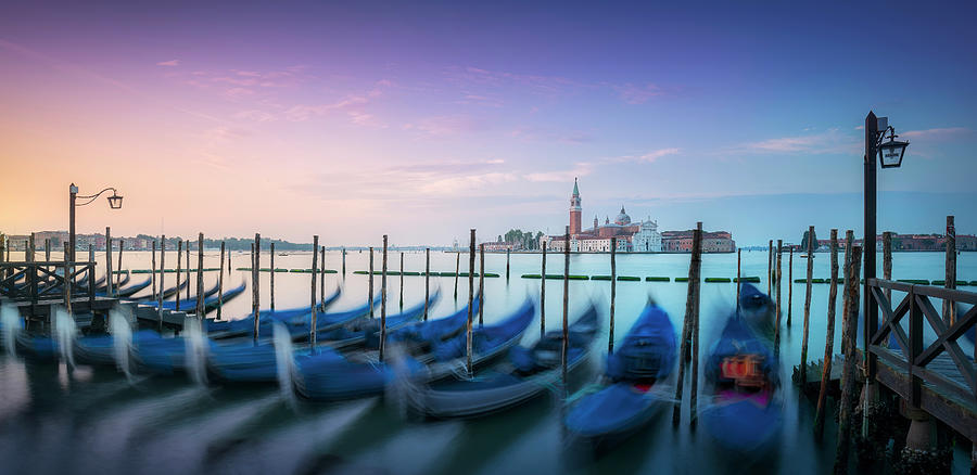 Gondolas in Blue Photograph by Stefano Orazzini