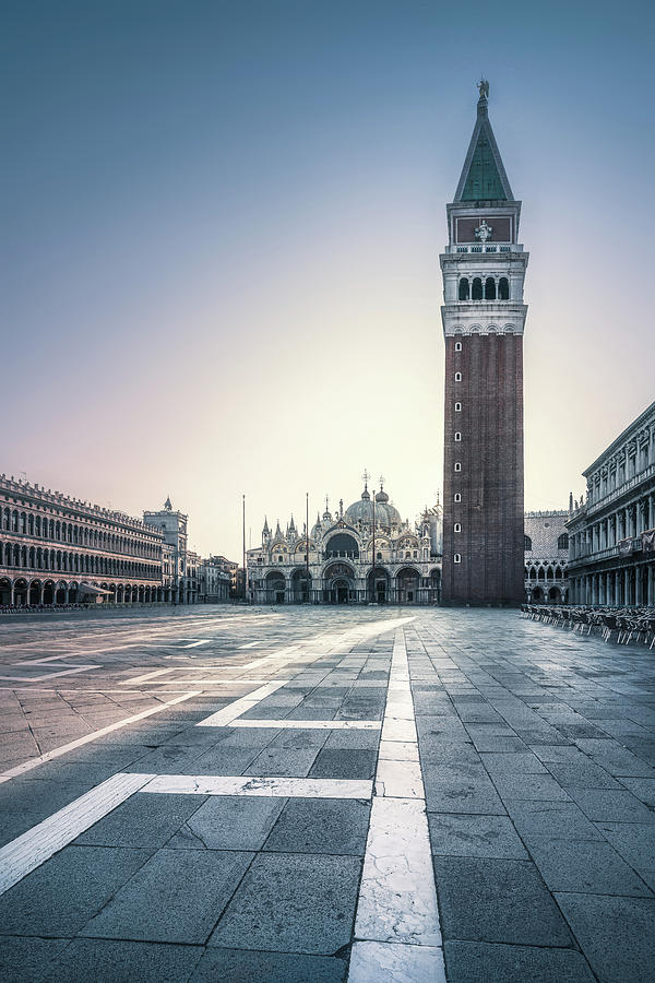 Venice landmark, Piazza San Marco with Campanile and Basilica ch #1 Photograph by Stefano Orazzini