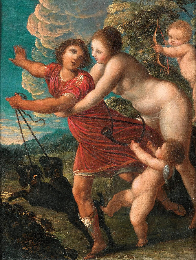 Venus and Adonis #1 Painting by Pierre Brebiette