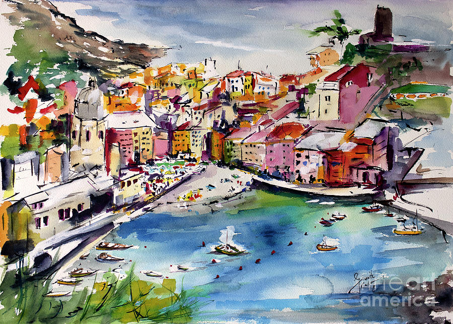 Vernazza Italy Cinque Terre #1 Painting by Ginette Callaway