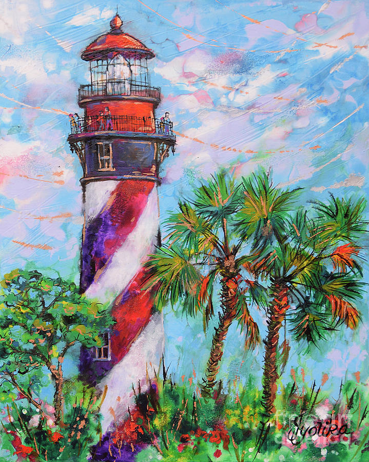 Vibrant Lighthouse at St Augustine  Painting by Jyotika Shroff