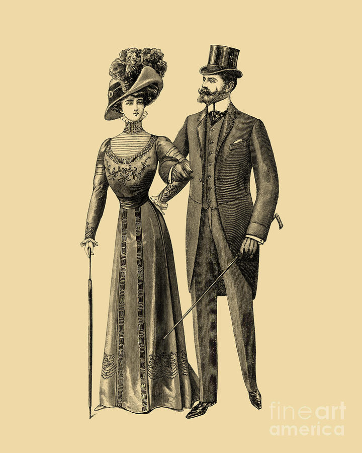 Vintage Digital Art - Victorian Couple #1 by Madame Memento