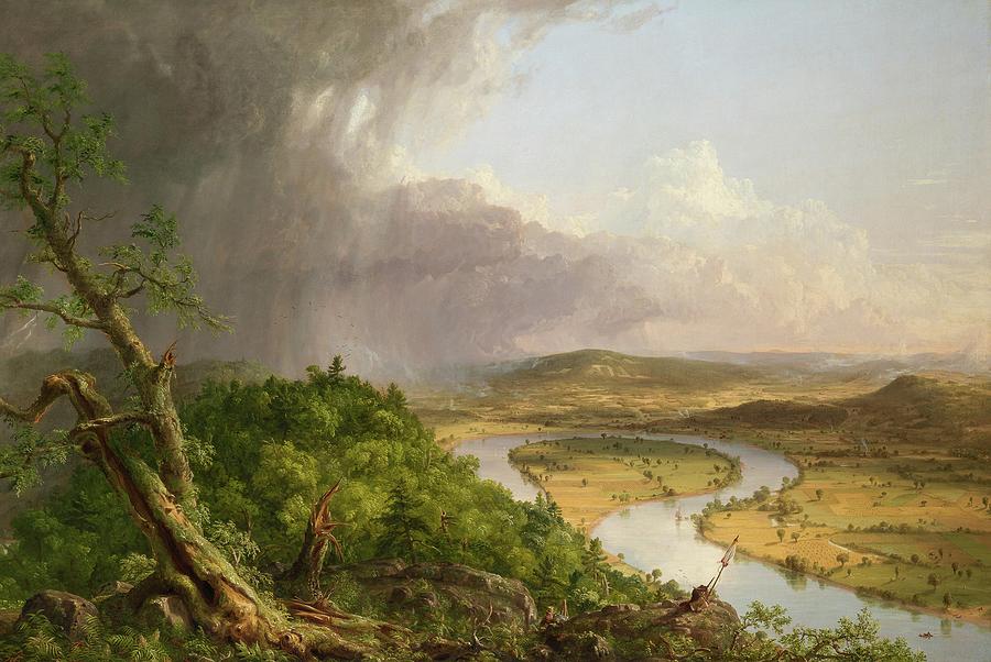 American Landscape Painting - View from Mount Holyoke, Northampton, Massachusetts, after a Thunderstorm The Oxbow #1 by Thomas Cole