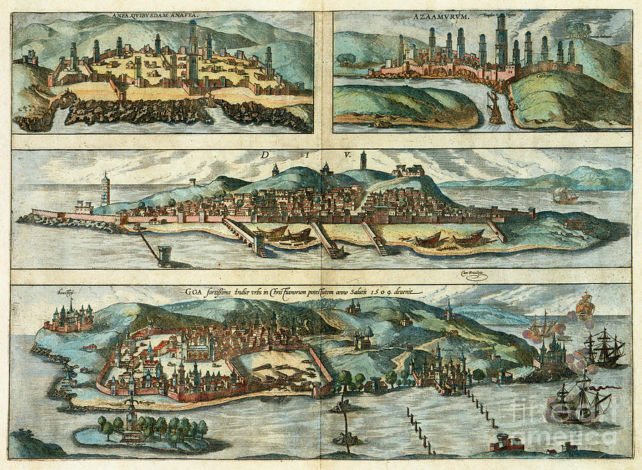 View Of Coastal Cities, 1572 #1 Drawing by Georg Braun and Franz Hogenberg