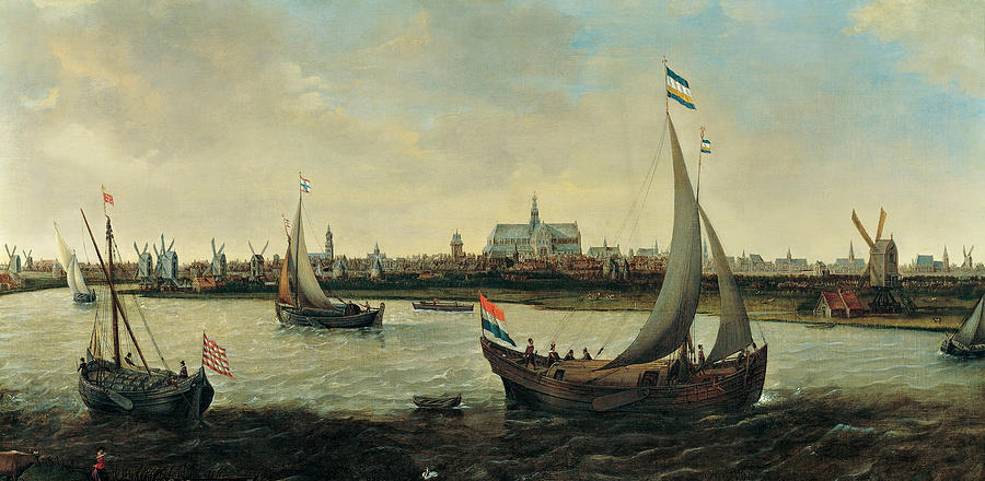 View of Haarlem from the Noorder Buiten Spaarne #1 Painting by Hendrick Cornelisz Vroom