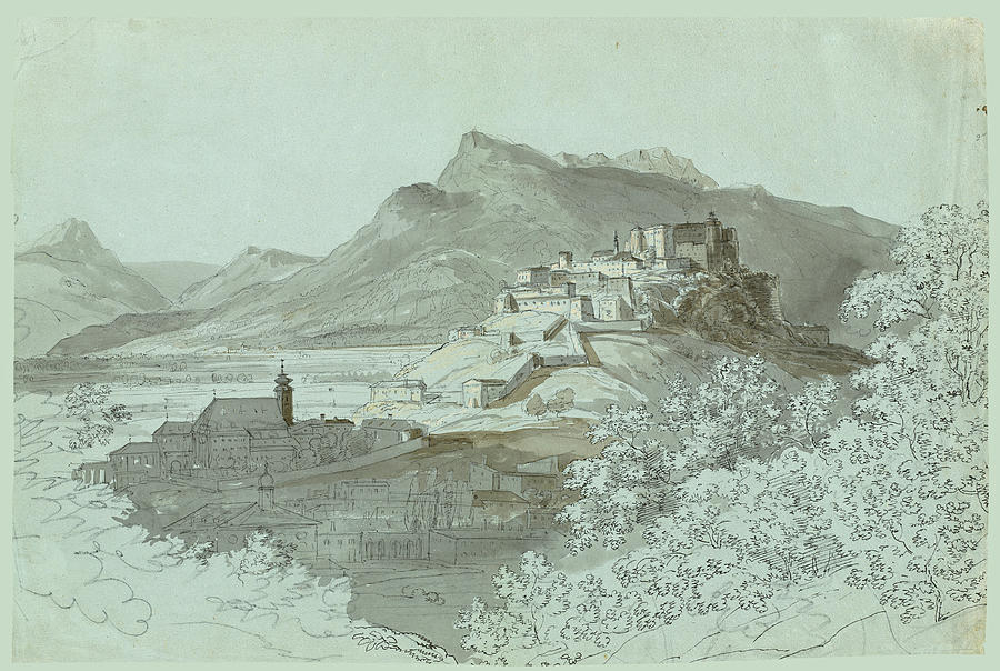 View of Salzburg Drawing by Johann Georg von Dillis