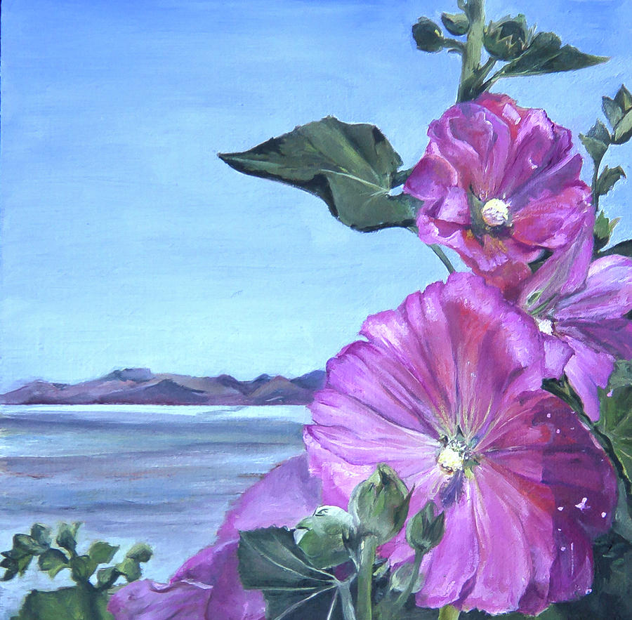 View of the Great Salt Lake #2 Painting by Nila Jane Autry