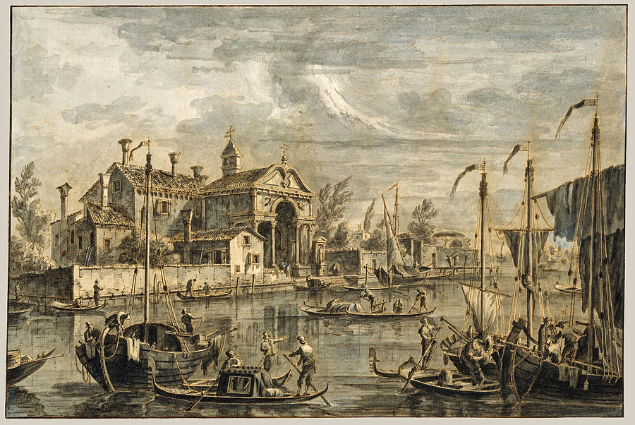 View of the Island of San Giacomo in Paludo #2 Drawing by Francesco Tironi