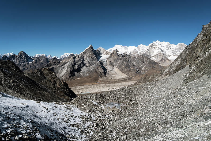 View of the Lobuche peak and village from the top of the Kongma  #1 Photograph by Didier Marti