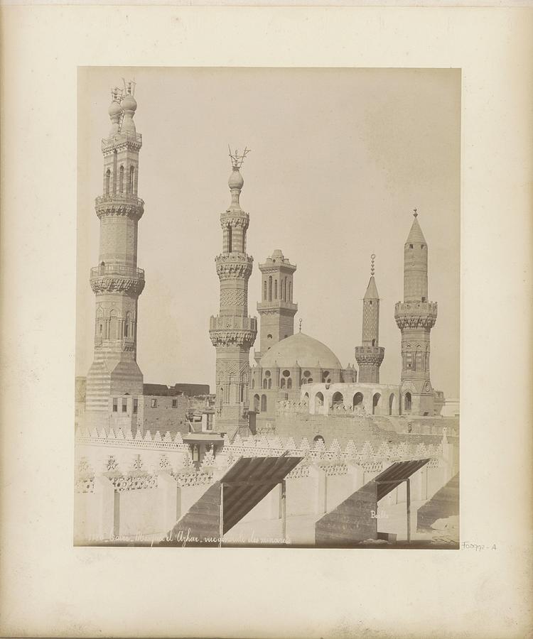 View of the minarets of the Al-Azhar Mosque in Cairo, Bonfils, c. 1870 - c. 1898 #1 Painting by Artistic Rifki