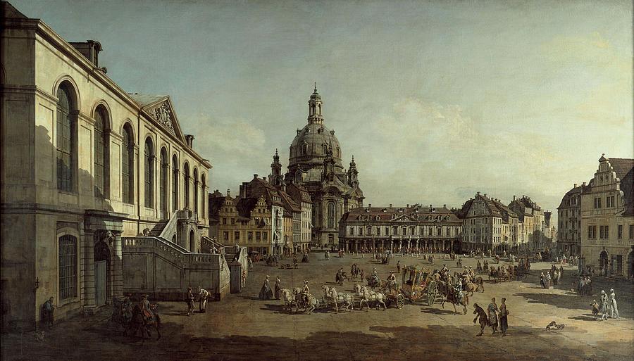 Canaletto Painting - View of the Neumarkt in Dresden from the J  denhofe  #1 by Bernardo Bellotto  Canaletto