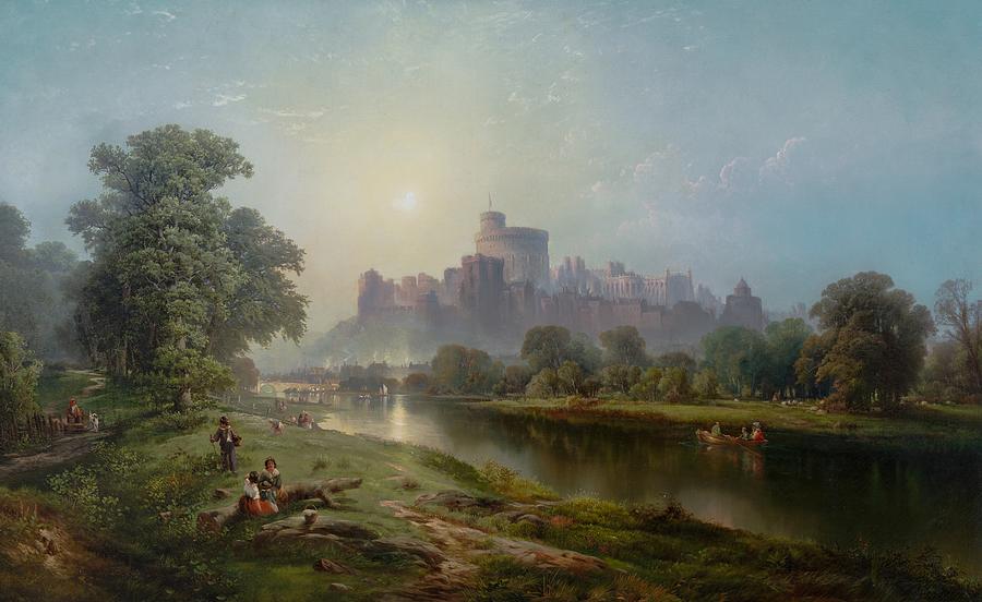 Boat Painting - View of Windsor Castle #1 by Edward Moran
