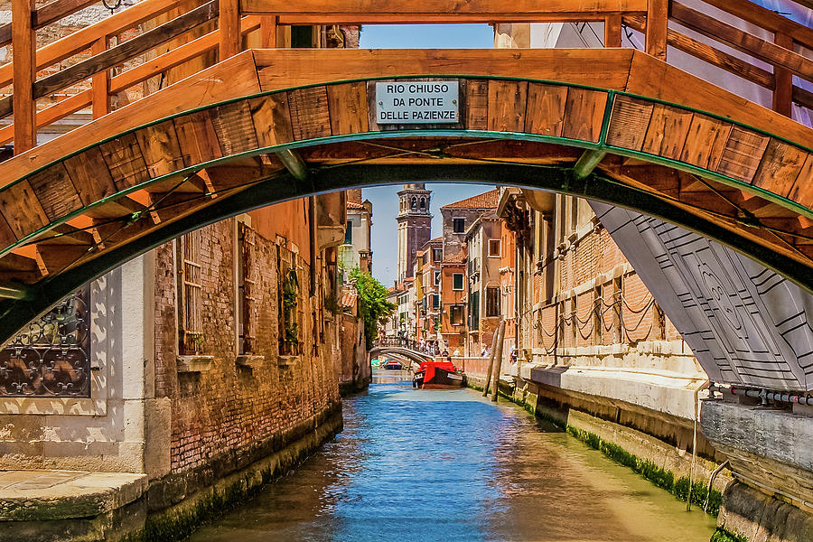 View up Venice Canal Under Bridges #1 Photograph by Darryl Brooks