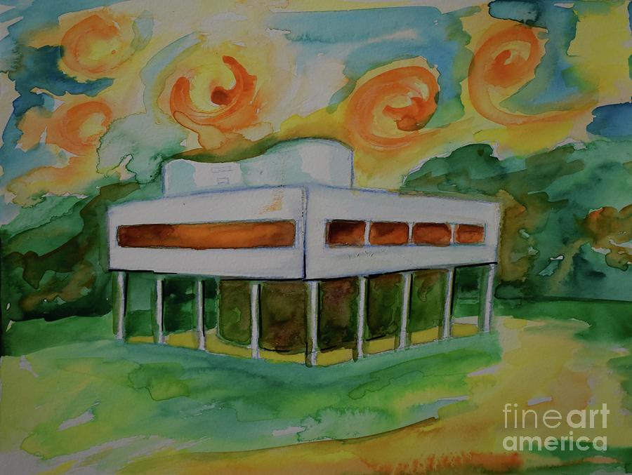Villa Savoye And Aliens From Space 2 Painting by Leonida Arte