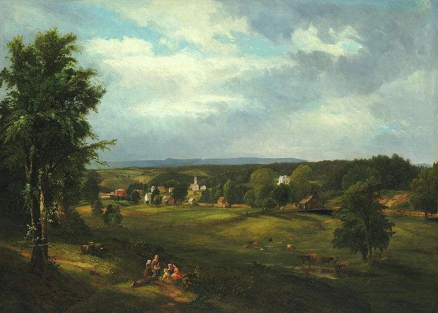 Village Scene near Albany, New York #1 Painting by James McDougal Hart