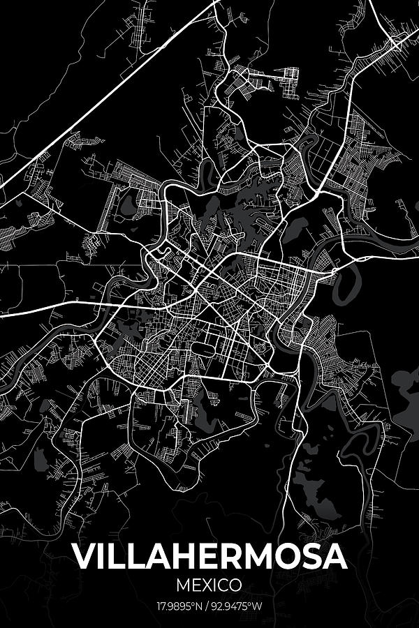 Villahermosa Mexico City Map #1 Digital Art by Artgenik Official - Fine ...