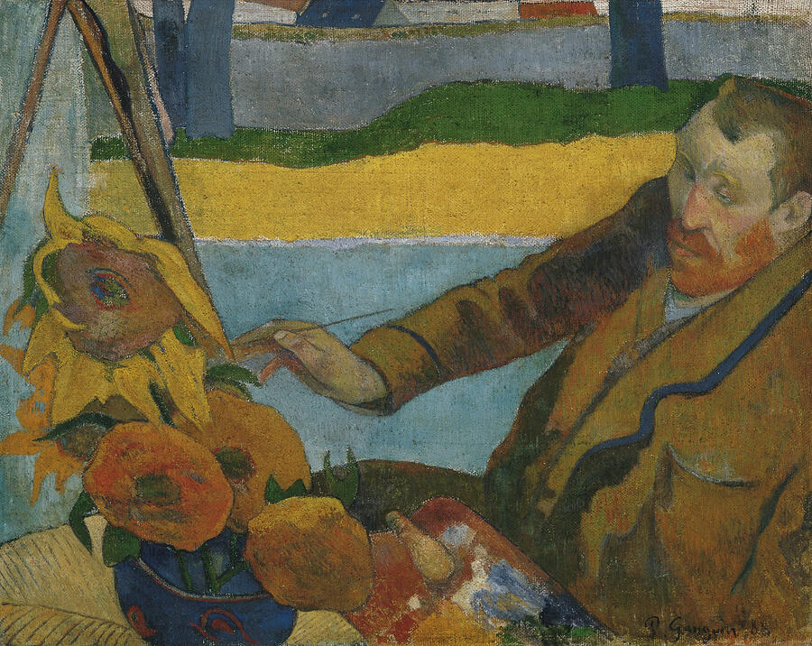 Vincent van Gogh Painting Sunflowers, from 1888  Painting by Paul Gauguin
