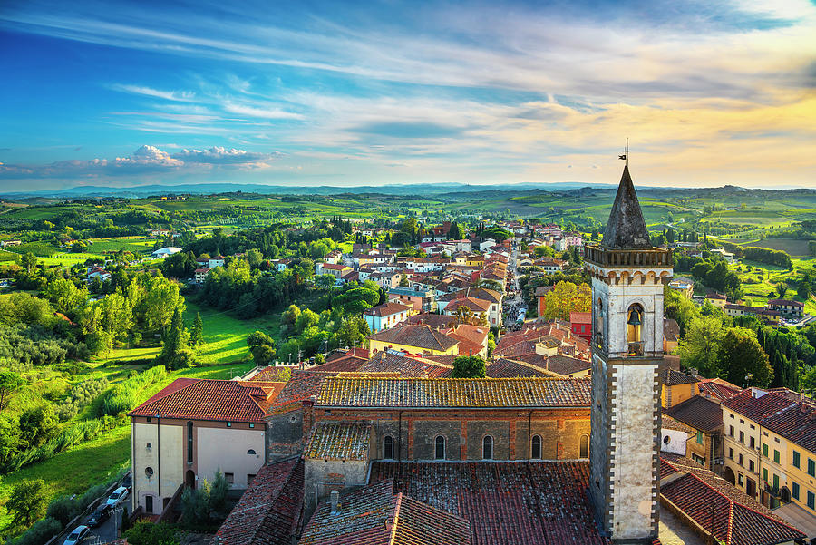 Vinci, Leonardo birthplace, view and bell tower of the church. F #1 Photograph by Stefano Orazzini