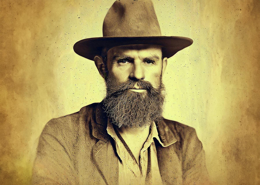 Vintage 1800s Photograph of a Cowboy Digital Art by Wyatt Keller - Fine ...