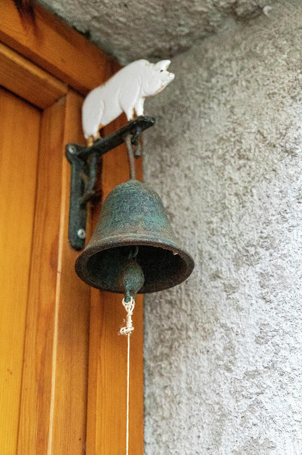 Vintage Bell Hanging On A Door #1 Photograph by Cardaio Federico