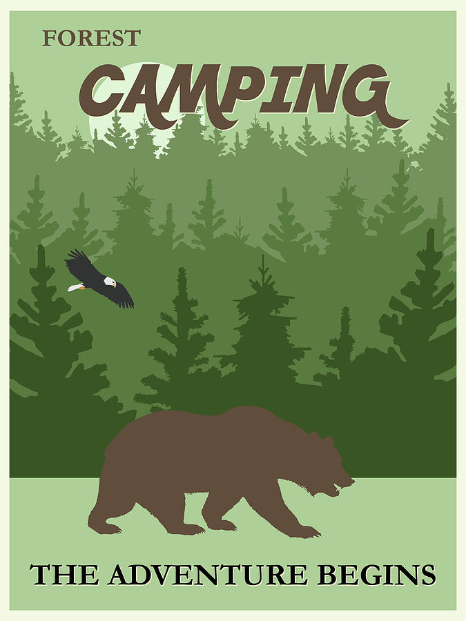 Vintage Camping Poster #1 Drawing by Travel Poster