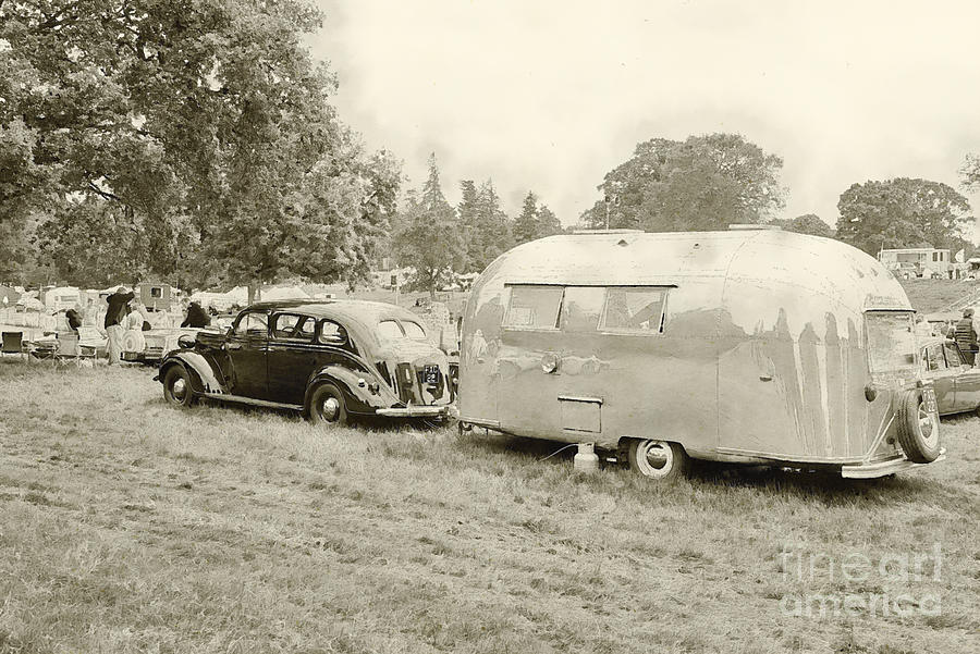 Vintage Car and Streamliner Caravan Digital Art by Jules Walters - Fine ...