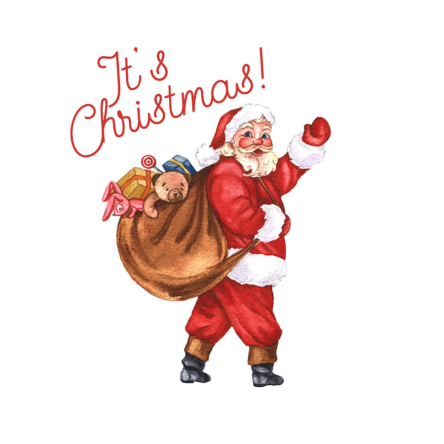 Vintage Christmas Santa - Its Christmas #2 Digital Art by Bob Pardue