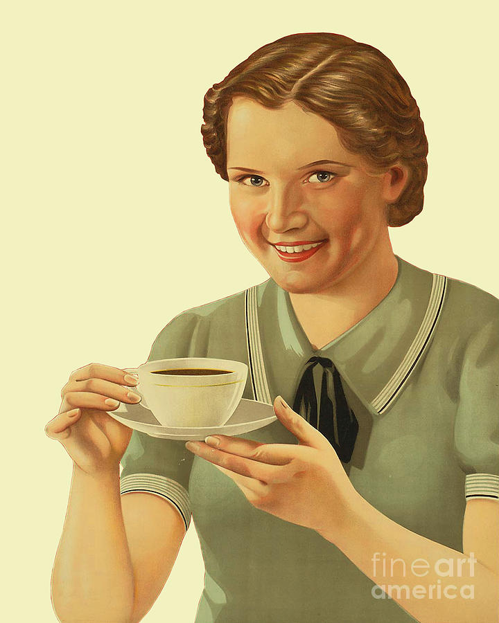 Coffee Digital Art - Vintage Coffee Lady #1 by Madame Memento