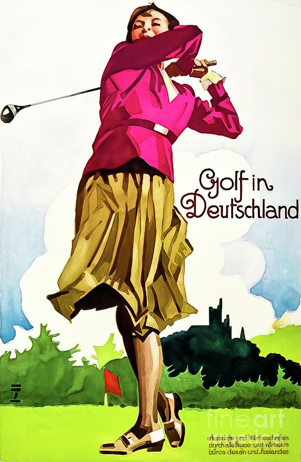 Vintage German Golf Poster 1936 #1 Drawing by M G Whittingham