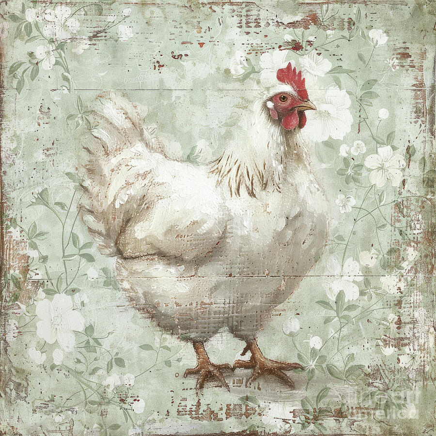 Vintage Farm Hen Painting by Tina LeCour Vintage Farm Hen Painting by Tina LeCour