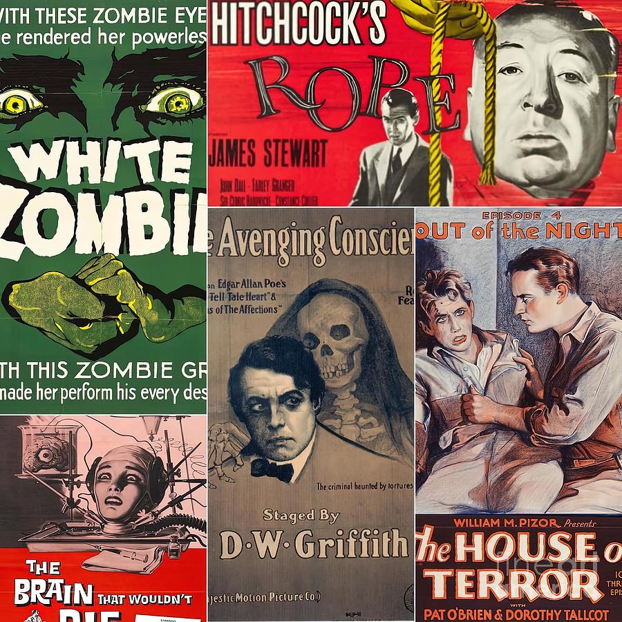 Vintage Movies Horror Montage Painting by Darren Jones - Fine Art America