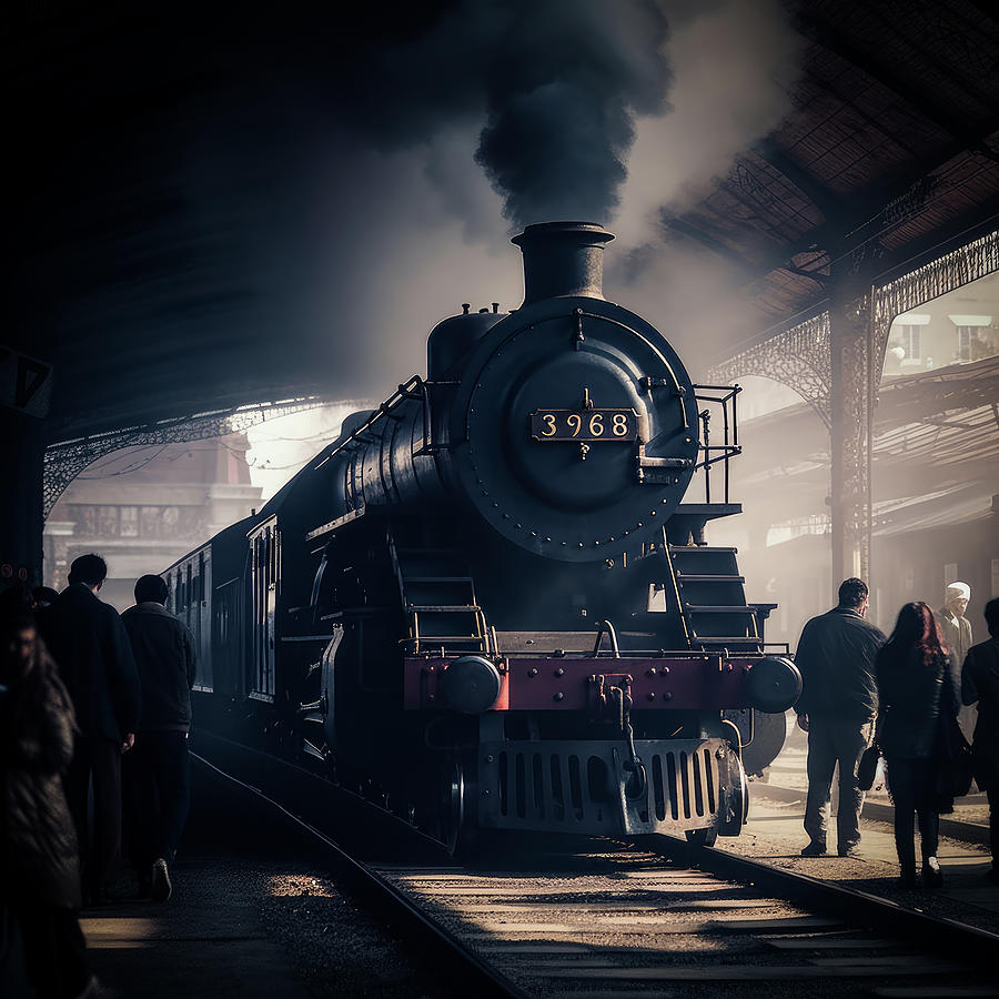 Vintage steam train Digital Art by Fine Art Attic - Pixels