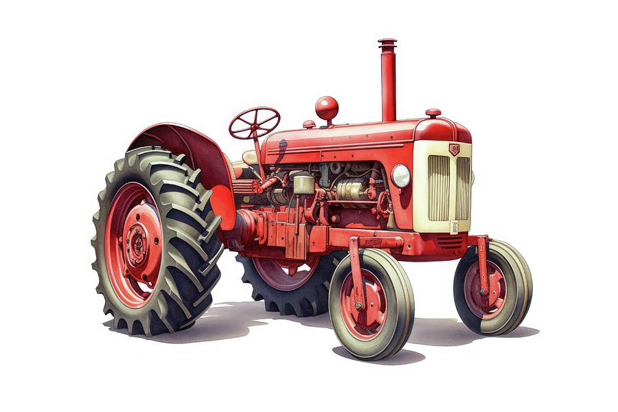 Vintage Tractor isolated on white background. Generative AI #1 Digital ...