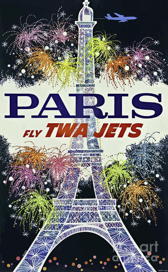 Vintage Mixed Media - Vintage TWA Paris Poster #1 by Luminosity