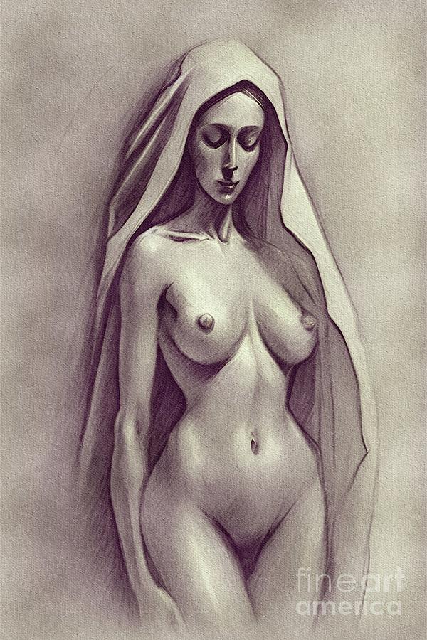 Virgin Mary Nude Drawing By Pierre Blanchard Fine Art America