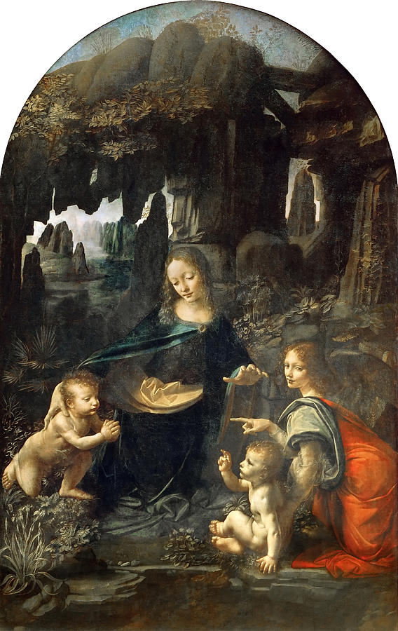 Virgin of the Rocks - Louvre 1486 Painting by Leonardo da Vinci