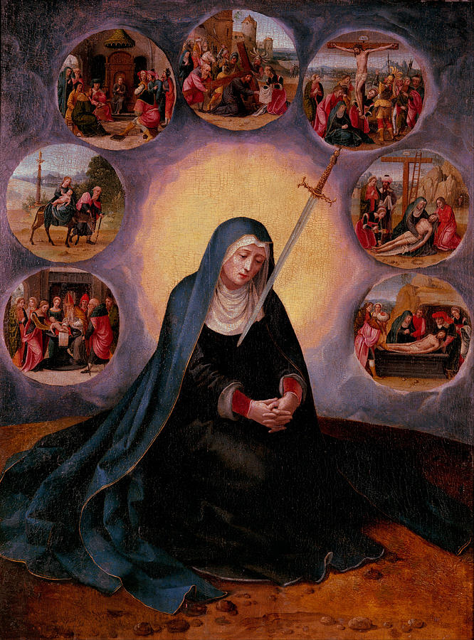 Virgin Of The Seven Sorrows #1 Drawing by Master of the Female Half-Lengths