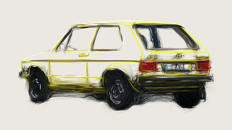 Volkswagen Golf Drawing #1 Digital Art by CarsToon Concept