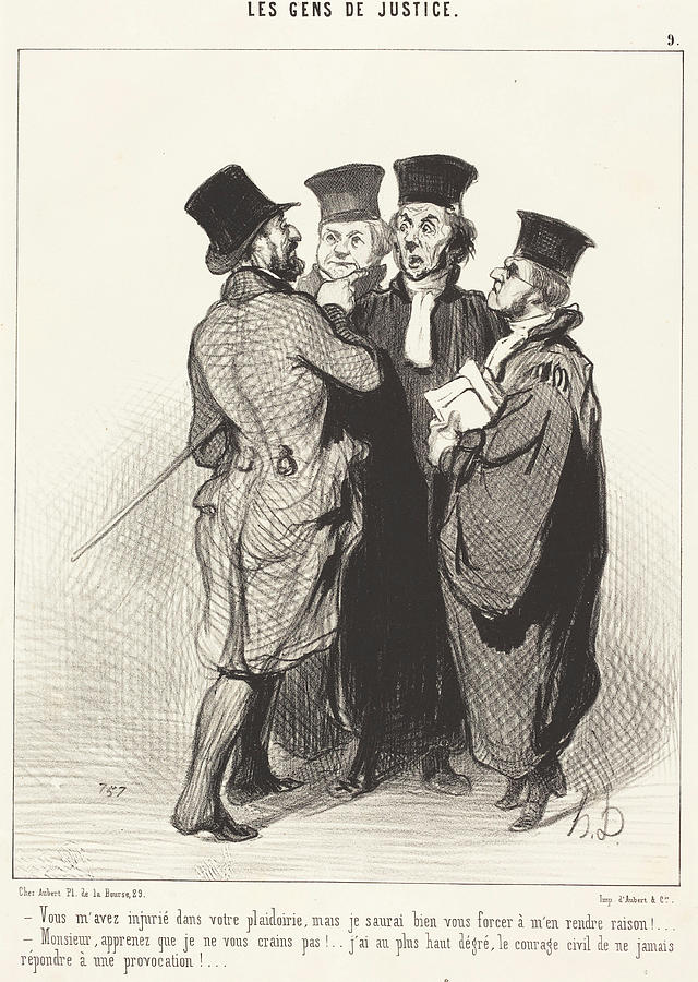 Vous m'avez injurie dans votre plaidoirie Drawing by Honore Daumier ...