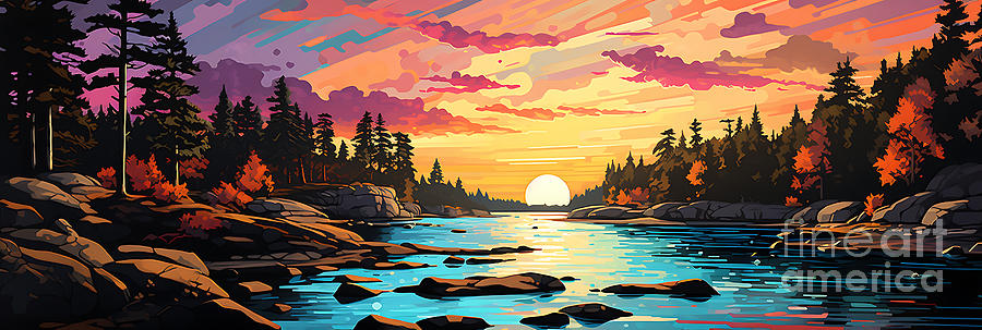 Fantasy Painting - Voyageurs National Park Minnesota USA distant by Asar Studios #1 by Celestial Images