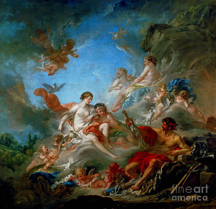 Vulcan Presenting Venus with Arms for Aeneas #1 Painting by Francois Boucher