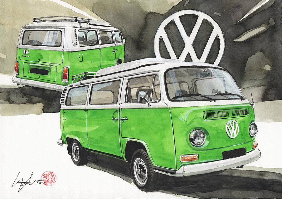 Vw Painting - VW Kombi #1 by Yoshiharu Miyakawa