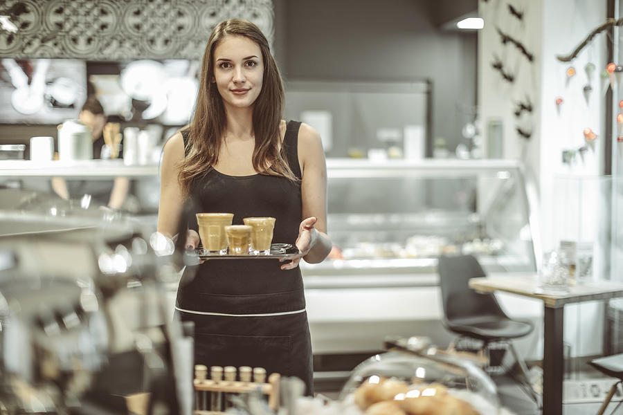 Waitress is serving a coffee #1 Photograph by Eva Katalin Kondoros