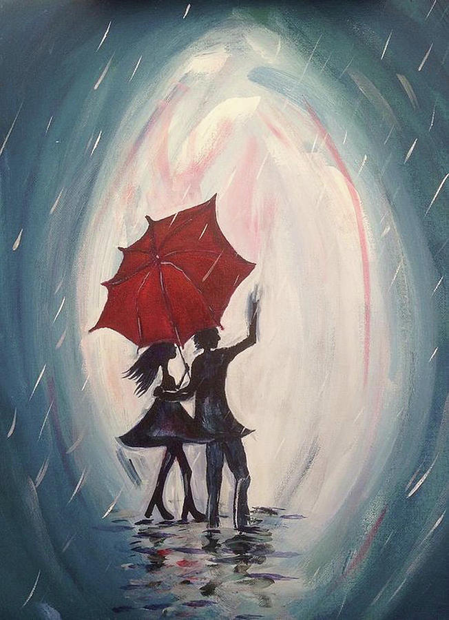 Walking in the Rain Painting by Roxy Rich