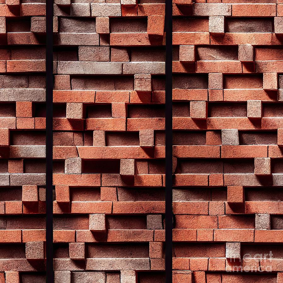 Wall of bricks texture TILE #1 Digital Art by Benny Marty