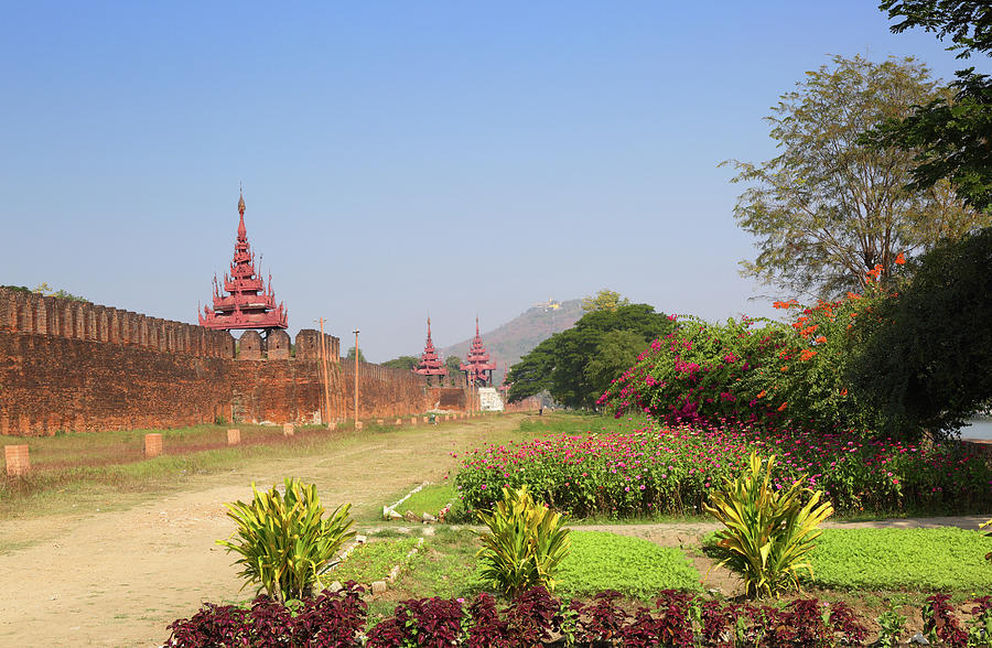 Wall of Royal Palace and Mandalay Hill #1 Photograph by Mikhail Kokhanchikov